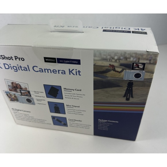 New! Blue Vivitar Snapshot Pro 4K Digital Camera Kit Video W/ Flip Out Screen - Picture 7 of 11